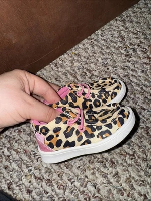 Infant Size 2 Canvas Loafers Leopard Glitter Baby Shoes - Image 1 of 4