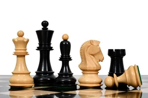 1950 Reproduced Dubrovnik Fischer Chessmen V3 Ebony & Boxwood 3.75" King - Picture 1 of 7