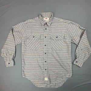 Levis Flannel Shirt Men Medium Blue Plaid Button 90s 00s Y2K White Tag Cotton - Picture 1 of 10