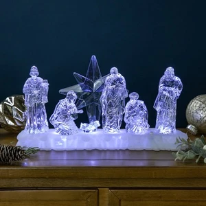 Northlight 10,5" LED beleuchtete Weihnachtskrippe Acryl Weihnachtsdekoration - Bild 1 von 6