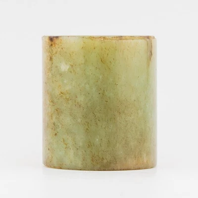 Antiguo anillo de arquero tallado en jade arcaico verde ruso dinastía Qing siglo XIX Foto 1 de 4