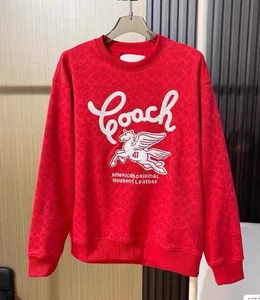 Neu mit Etikett Coach Damen-Hoodies Pegasus rot Signatur bestickt Baumwolle - Bild 1 von 7