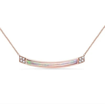 Colar de ouro rosa 14 quilates EFFY Kabana com diamante redondo e madrepérola - Imagem 1 de 4