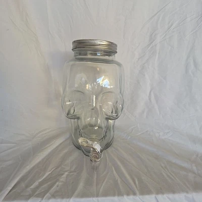 Skull Beverage Glass 1 Gallon Drink Dispenser Party Halloween Table Decoration - Image 1 of 4