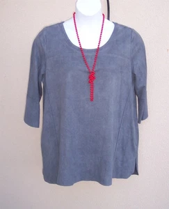 Blusa Top Gris Gamuza Imitación Suave Surroundings Talla XL OTOÑO Moleskin Camisa BOLSILLOS - Imagen 1 de 10