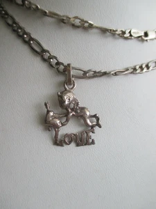 Italy Solid Sterling Silver Chain Link Necklace 925 Silver w Cupid Angel Pendant - Picture 1 of 22