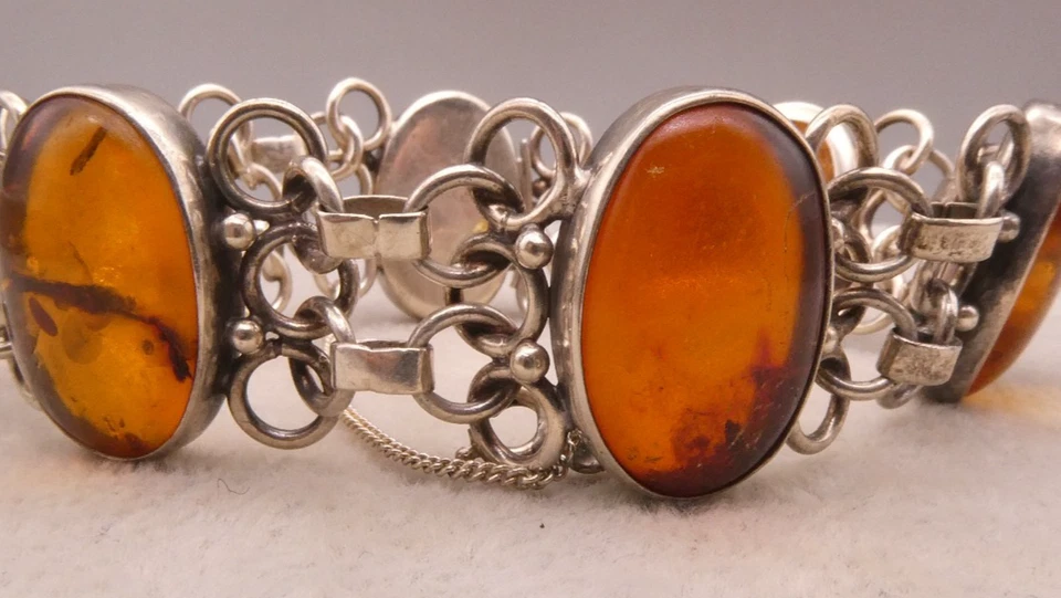 Armband Silber 835 prachtvolles wunderbares  Designerkunstwerk mit Bernstein - Bild 1 von 4