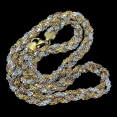 Halskette 925 Silber vergoldet 24,44g Silberkette Damen L 47,5 cm tricolor EA122 - Bild 1 von 4