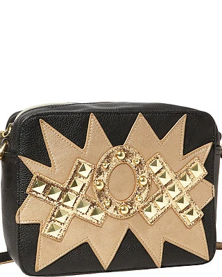 Bolsa tiracolo Betsey Johnson TTYL-XOX cravejada preta-nova com etiquetas-rp: $78 - Imagem 1 de 3