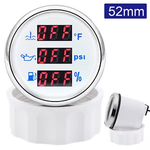 2'' 52mm Boat Car 3 in 1 Gauge Digital Water Temperature Oil Pressure Fuel Gauge - Imagen 1 de 12