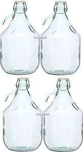 4 STÜCK Gärballon Glasballon Weinballon Ballon Flasche 5L mit Bügelverschluss - Bild 1 von 9