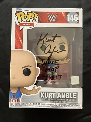 Funko Pop WWE HOF 17 inscrição autografada assinada por Kurt Angle autenticada pela JSA - Imagem 1 de 4