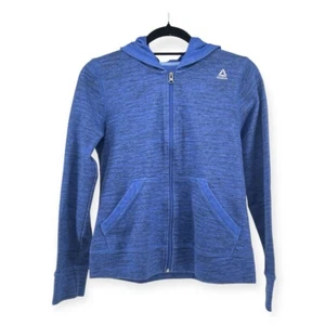 Reebok Girl’s Marled Blue Full Zip Hooded Polyester Cotton Blend Jacket XL (16) - Picture 1 of 13