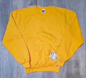 New W/ Defect Vtg 90s Russell Athletic Gold/Yellow Blank Sweatshirt Size M/L - Picture 1 of 12