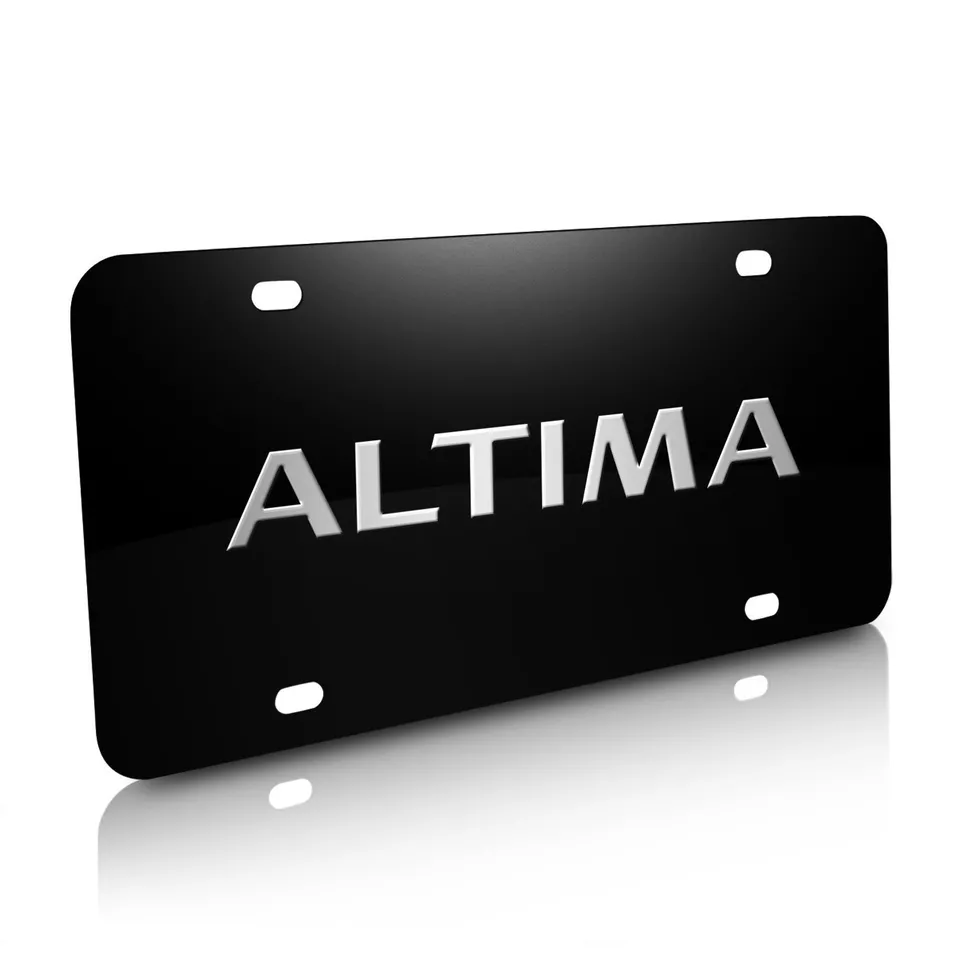 for Nissan Altima in 3D Black Stainless Steel License Plate - Image 1 of 3