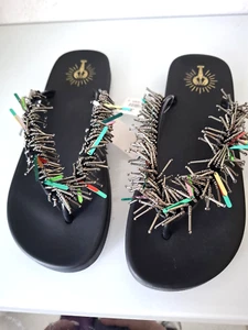 "THEHOLYBEACH" Flipflops, Perlen, Hippie, Gr. 40, neu - Bild 1 von 8