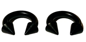 (2) 8g 1/2 Shiny Black Anodized Horseshoe Ear Ring Spike Surgical Steel 316L Hot - Picture 1 of 1