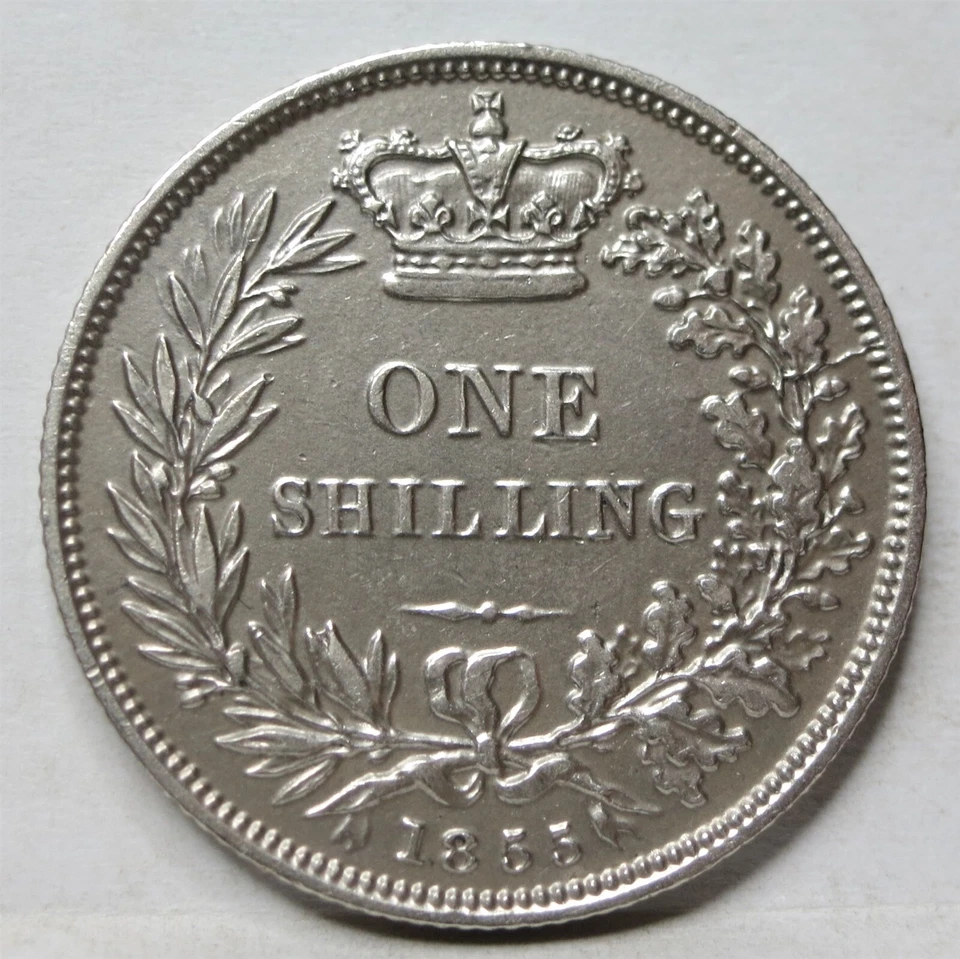 GREAT BRITAIN UK England 1 shilling 1855 AU Queen Victoria Silver CLEANED #B05 - Image 1 of 4