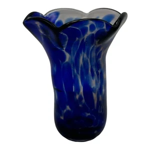 W E Porter Hand Blown Glass Vase Cobalt Blue Signed 1983 - Picture 1 of 7