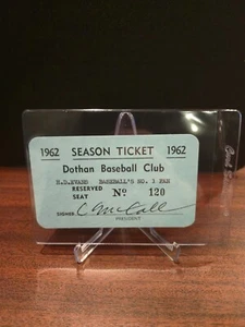 Dothan Baseball Club 1962 Season Pass Minor League - Picture 1 of 2