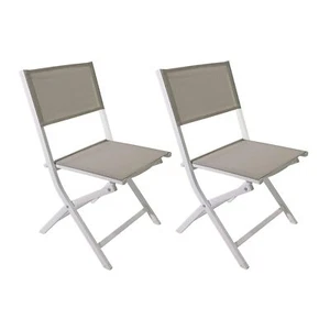 Sedie Pieghevoli 84x48x57 Alluminio Poliestere Bianco Beige Moderno SET 2 pezzi - Foto 1 di 9