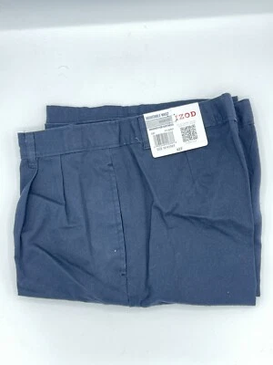 Pantalones Cortos Izod Azul Marino Niños Talla 18 Husky Frente Plano Uniforme Cintura Ajustable B119 Foto 1 de 2