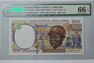 2000 Central African States / Cameroun 5000 Francs PMG66 EPQ GEM UNC {P-204Ef} - Picture 1 of 4