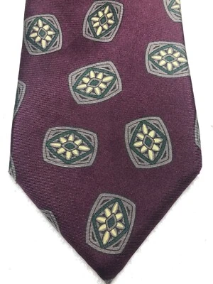 LANDS END MENS TIE PURPLE WITH GREEN AND GRAY 3.5 X 64 EXTRA LONG - Image 1 of 4