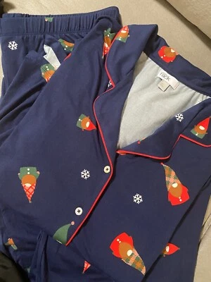 NORDSTROM СТОЙКА 2 ИЗДЕЛИЯ ПИЖАМЫ КОМПЛЕКТ В СИНИЙ X-MAS РАЗМЕР БОЛЬШОЙ L - Изображение 1 из 4