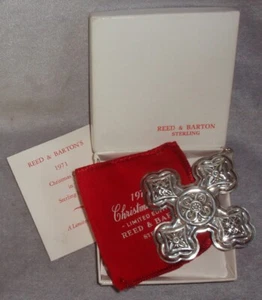 MIB 1971 Reed Barton 1st Annual Sterling Silver Christmas Cross Ornament Pendant - Picture 1 of 3