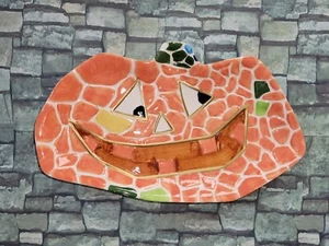 Mosaico Cerámico 10" Jack O'Lantern Calabaza Decorativo Halloween Plato Decoración - Imagen 1 de 2