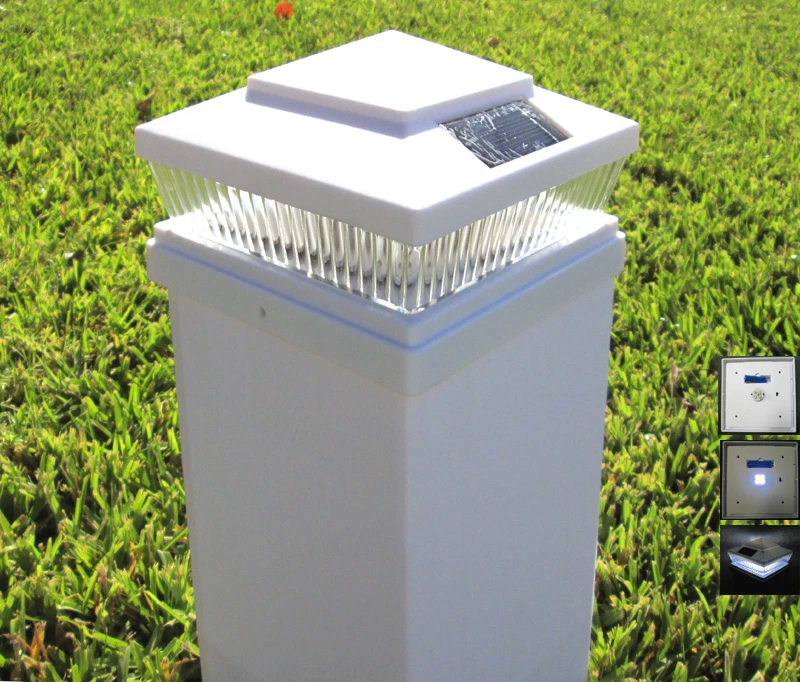 Set of 2 Garden Plastic White 6 X 6 Outdoor 5 LED 78Lumens Solar Post Cap Light - Image 1 of 2