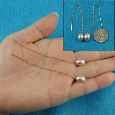 14k Yellow Gold Lavender Raindrop Pearl Drop Earrings - Image 1 of 4