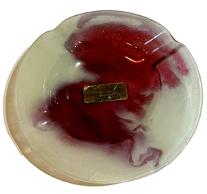 SHOFRI ISRAEL Hand Made Art Glass Ashtray Tray Dish Judaica Gift Vintage 5.75" - Picture 1 of 6