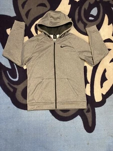 Men Nike Dri-Fit Mesh Lined Hoodie Cross Fit Gym Active Zip Up Jacket Gray Med - Picture 1 of 12
