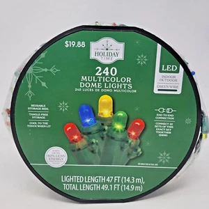 240 LED Multicolor Dome Lights Holiday Time Green Wire 49 ft Indoor/Outdoor - Picture 1 of 2