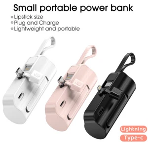 5000mAh Power Bank Type C External Battery with Cable for Mobile Phone iphone - Picture 1 of 12