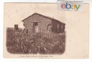 c1905 LEXINGTON NEBRASKA DAWSON COUNTY SOD HOME LADY HORSE BUGGY POSTCARD NE !! - Picture 1 of 2