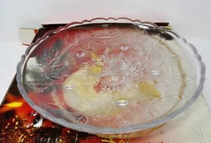 Studio Nova Mikasa (WY055/001) Pinecones glass Round Crystal Platter 14” In Box - Picture 1 of 8