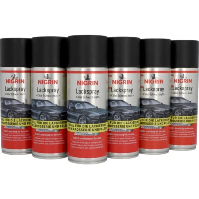 Matt Lack Schwarz NIGRIN Lackspray Autolack Spraydose Mattlack 6x 400ml - Bild 1 von 4