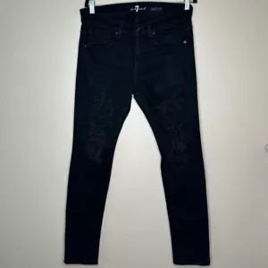 Jeans uomo skinny Paxtyn Destroyed 7 For All Mankind nero taglia 31 - Foto 1 di 8