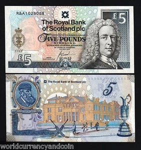 SCOTLAND 5 POUNDS P363 2004 MORRIS ST.ANDREWS GOLF COMMEMORATIVE UNC MONEY NOTE - Picture 1 of 1