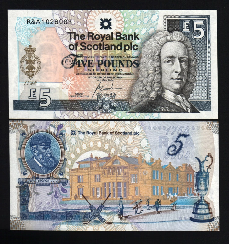 SCOTLAND 5 POUNDS P363 2004 MORRIS ST.ANDREWS GOLF COMMEMORATIVE UNC MONEY NOTE - Image 1 of 1