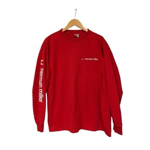 Vintage 80s Herman Miller Logo Long Sleeve Tshirt With Side Hit And Front Hit XL USA - Bild 1 von 8