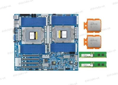 Gigabyte MZ73-LM1 +2x AMD EPYC Genoa 9124 16c/32t 3.0ghz +64GB RAM Tested OK - Image 1 of 4