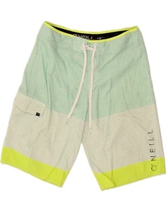 O'NEILL Mens Graphic Swimming Shorts Medium Turquoise Pinstripe Polyester AX05 - Picture 1 of 5
