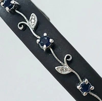 6,800 美元签名 CID CLYDE DUNEIER 14K 白金蓝宝石钻石手链 ~ 7 — 第 1/4 张图片