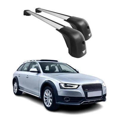 Barras transversales de techo para Audi A4 Allroad 2013-2016 aluminio 220 lb plateado Foto 1 de 4