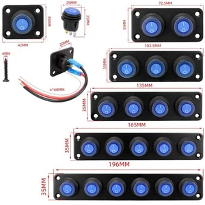 Panneau Interrupteur LED Etanche 12V 1 à 6 Gang Marine Bateau RV Voiture Bascul - Picture 1 of 23