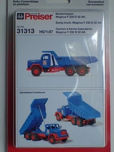 Preiser Muldenkipper blau Magirus F230D22 Bausatz 31313 H0 OVP 1:87 - Bild 1 von 2